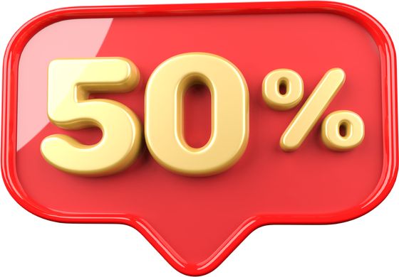 50 percent off